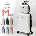 【ポイント10倍】 お買物マラソン スーツケース かわいい キルト風 Mサイズ 中型 ミニトランクセット キャリーケース ホワイト 軽量 ハードケース TSAロック付き おしゃれ 女子旅 海外 国内 旅行用 キャリーバッグ Transporter 【LS517M-SET】