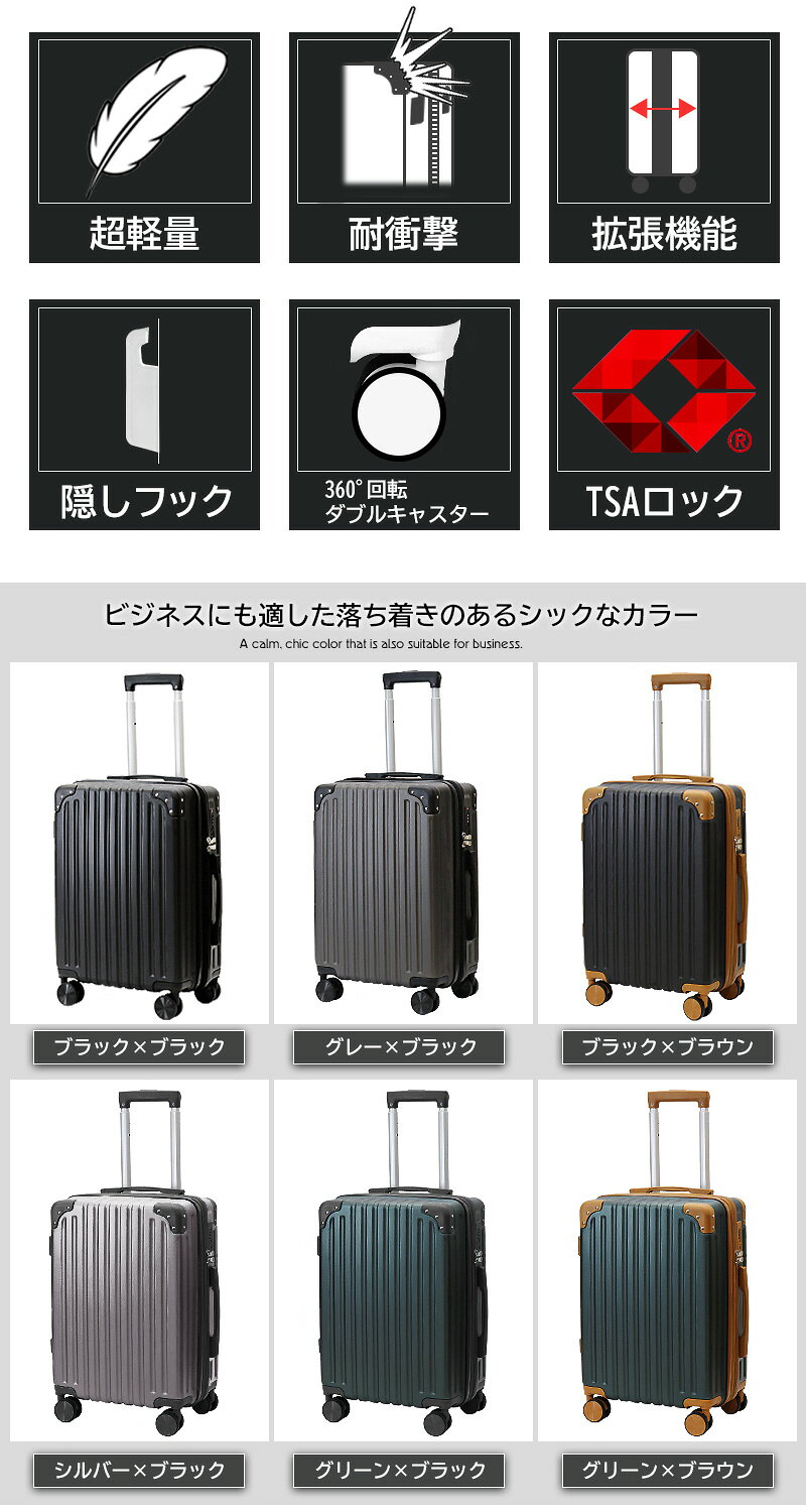 【出張 5点セット】スーツケース キャリーケース 拡張 軽量 S/M/L サイズ 5〜7泊 大容量 TSAロック 隠しフック 静音 旅行バッグ キャリーバッグ 旅行 ビジネス 出張 海外 国内 レトロ ハードケース Transporter 送料無料【osn】【日本企業企画】 e-do-10012042 e-do net(エードネット事業部) サンプル画像3