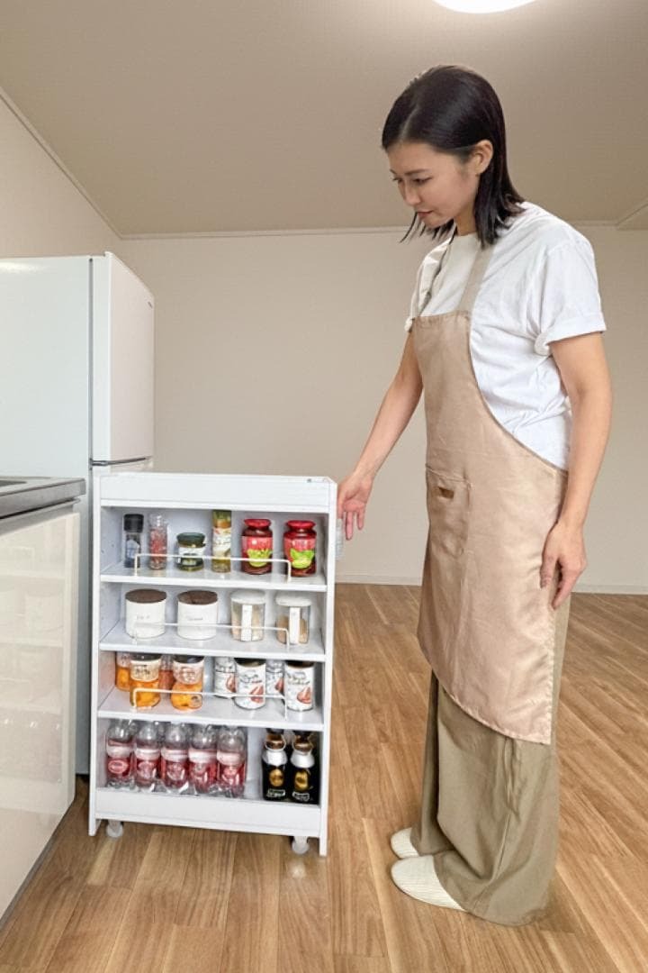 樂天商城 - すきま収納 キャスター付き 隙間収納 キッチンワゴン スリム 幅約20cm×奥行約55cm ホワイト キッチン収納 収納ワゴン スチールワゴン スリムワゴン 収納カート 送料無料 ※北海道、沖縄県、離島を除く 【ロジ発送】