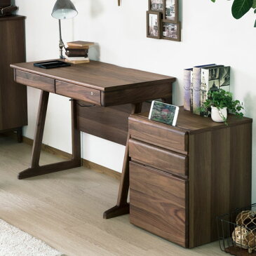 【4/9 20時からP最大24倍!】新生活 学習デスク 学習机 2点セット 書斎机 勉強机 大学生 大人 子供 サイドワゴン デスクワゴン キャスター 引き出し 3段 ウォールナット 木製 送料無料 【SET】FRINK 90 DESK + WAGON 2点SET フリンク ISSEIKI 101-00603