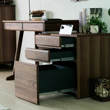 【4/9 20時からP最大24倍!】新生活 学習デスク 学習机 2点セット 書斎机 勉強机 大学生 大人 子供 サイドワゴン デスクワゴン キャスター 引き出し 3段 ウォールナット 木製 送料無料 【SET】FRINK 90 DESK + WAGON 2点SET フリンク ISSEIKI 101-00603