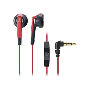 イヤホン iPhone audio-technica オーディオテクニカ ATH-C505i RD(レッド)【3ボタン】 【1年保証】