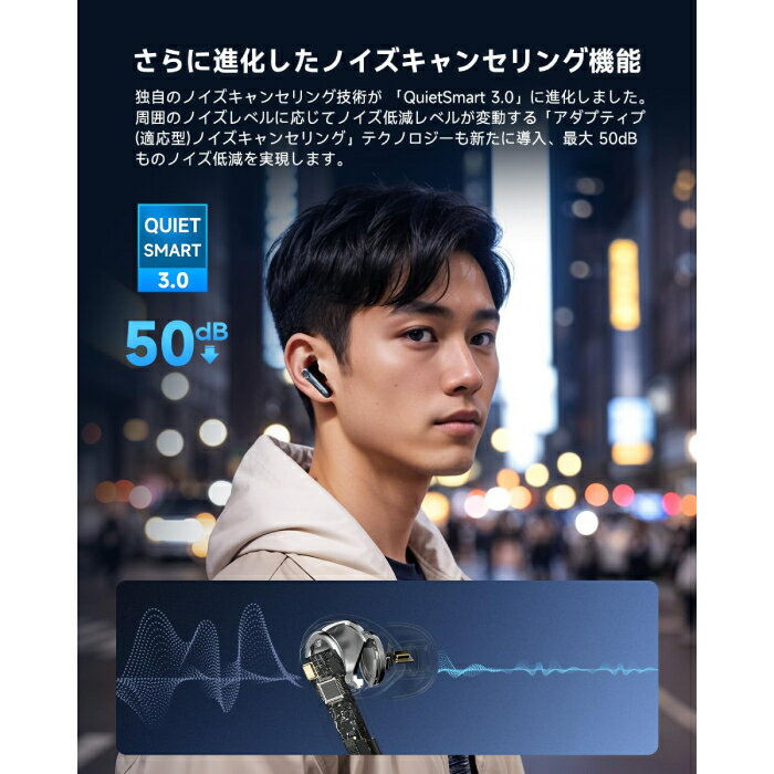 EarFun Air Pro 4 - Blue ワイヤレス イヤホン Bluetooth ノイズキャンセリング AN...
