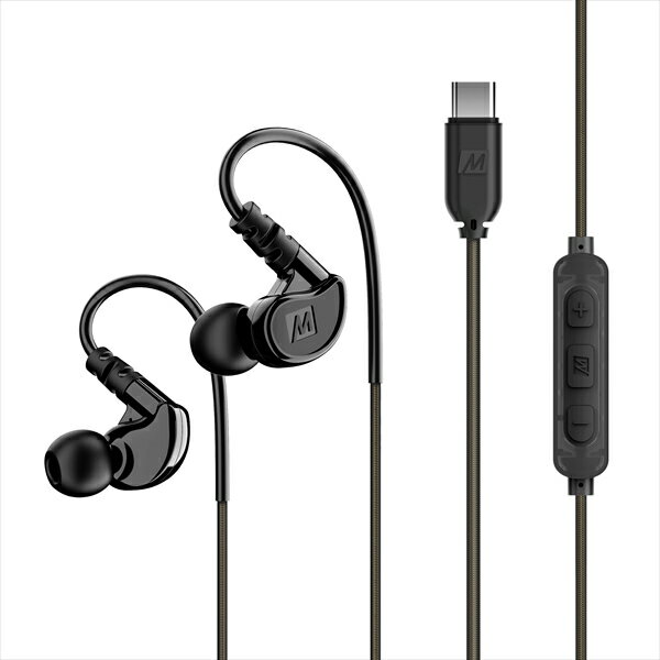 SHURE イヤホン 【5/18限定★抽選で最大100%ポイントバック！(要エントリー)】MEE audio M6-USB ブラック 有線 イヤホン タイプC USB-C カナル型 耳掛け型 シュア掛け iPhone Android Switch (送料無料)