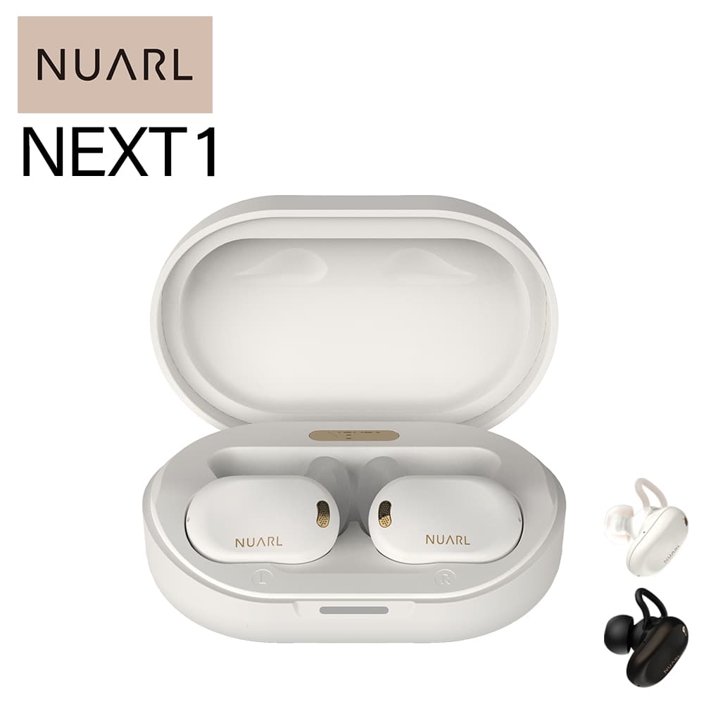 (～なくなり次第終了！充電パッドプレゼント！) NUARL NEXT1L-WE ホワイトイグレット ヌアール ワイヤレスイヤホン ノイズキャンセリング LDAC 防水 カナル型 ノイズキャンセル Bluetooth ブルートゥース 通話