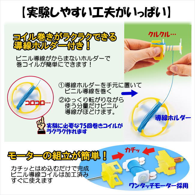 理科実験キット電流と電磁石 基本材料 C型 小学校5年 小学生 夏休み 冬休み 自由研究 教科書準拠 予習 復習 コイルモーター 巻コイル 電流のはたらき 電磁石の性質 学校 授業 3