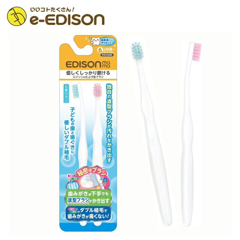 【送料無料】EDISON Mama 仕上げ歯ブラシ(2本入り) 乳歯ケア 6ヶ月ごろから対象(歯の生え始めから) 1