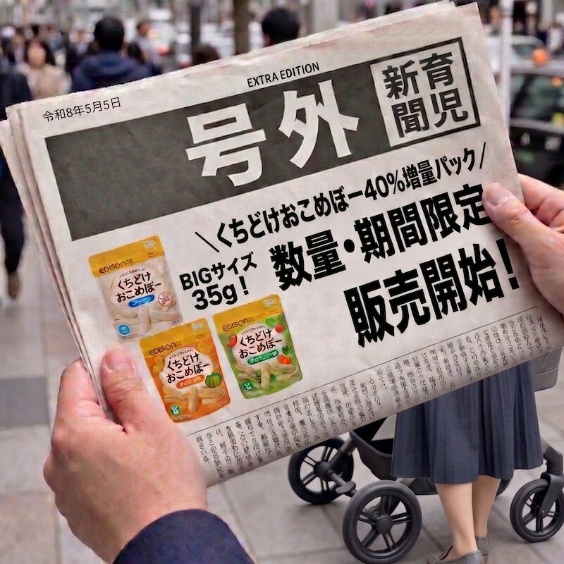 Rakuten - 【ポイント10倍】期間・数量限定販売！【Bigサイズ 40%増量パック 35g入り】くちどけおこめぼー【赤のやさい】ベビーフード 無添加食塩・砂糖不使用・無添加 おこめぼー くちどけおこめぼー ベビーおやつ からだにやさしい赤ちゃん用お菓子 国産米＋緑のやさい おせんべい