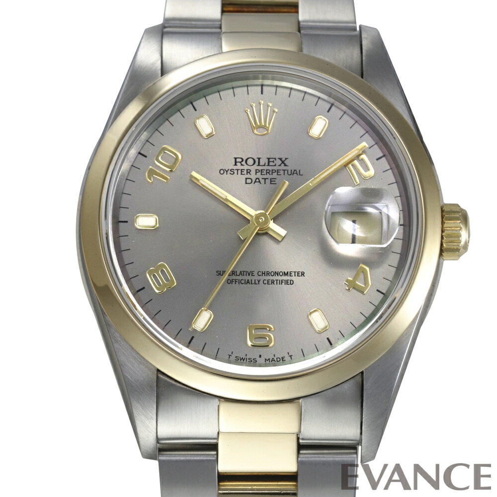 【中古】 ロレックス オイスターパーペチュアルデイト 15203 グレー T番 メンズ 【腕時計】【ROLEX】