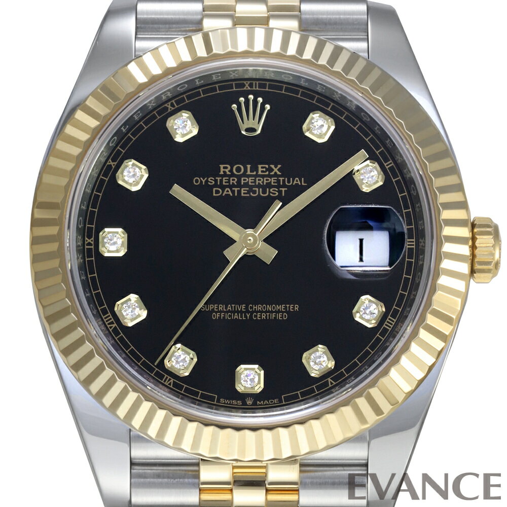 【中古】 ロレックス デイトジャスト 41 126333G ブライトブラック ランダム番 メンズ 【腕時計】【ROLEX】