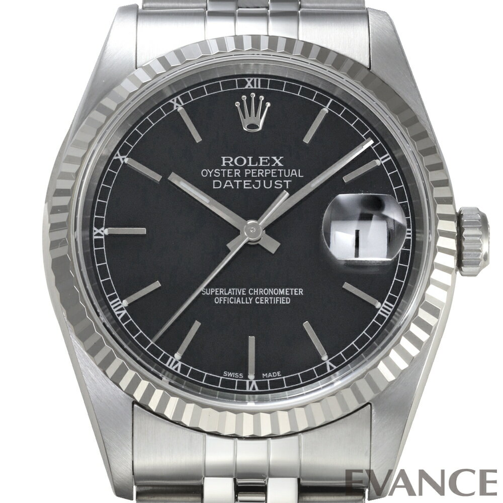 【中古】 ロレックス デイトジャスト 16234 ブラック P番 メンズ 【腕時計】【ROLEX】