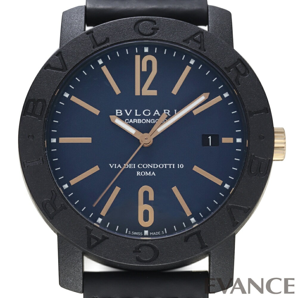 【中古】 ブルガリ ブルガリ・ブルガリ カーボン ゴールド BBP40C3CGLD ブルー メンズ 【腕時計】【BVLGARI】