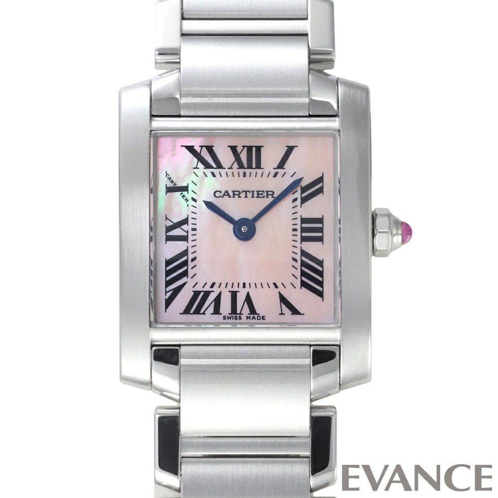 【中古】 カルティエ タンク フランセーズ SM W51028Q3 ピンクマザーオブパール レディース 【腕時計】【CARTIER】