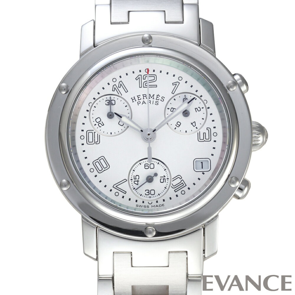 【中古】 エルメス クリッパー クロノグラフ CL1.310.132/3840 ホワイト レディース ...