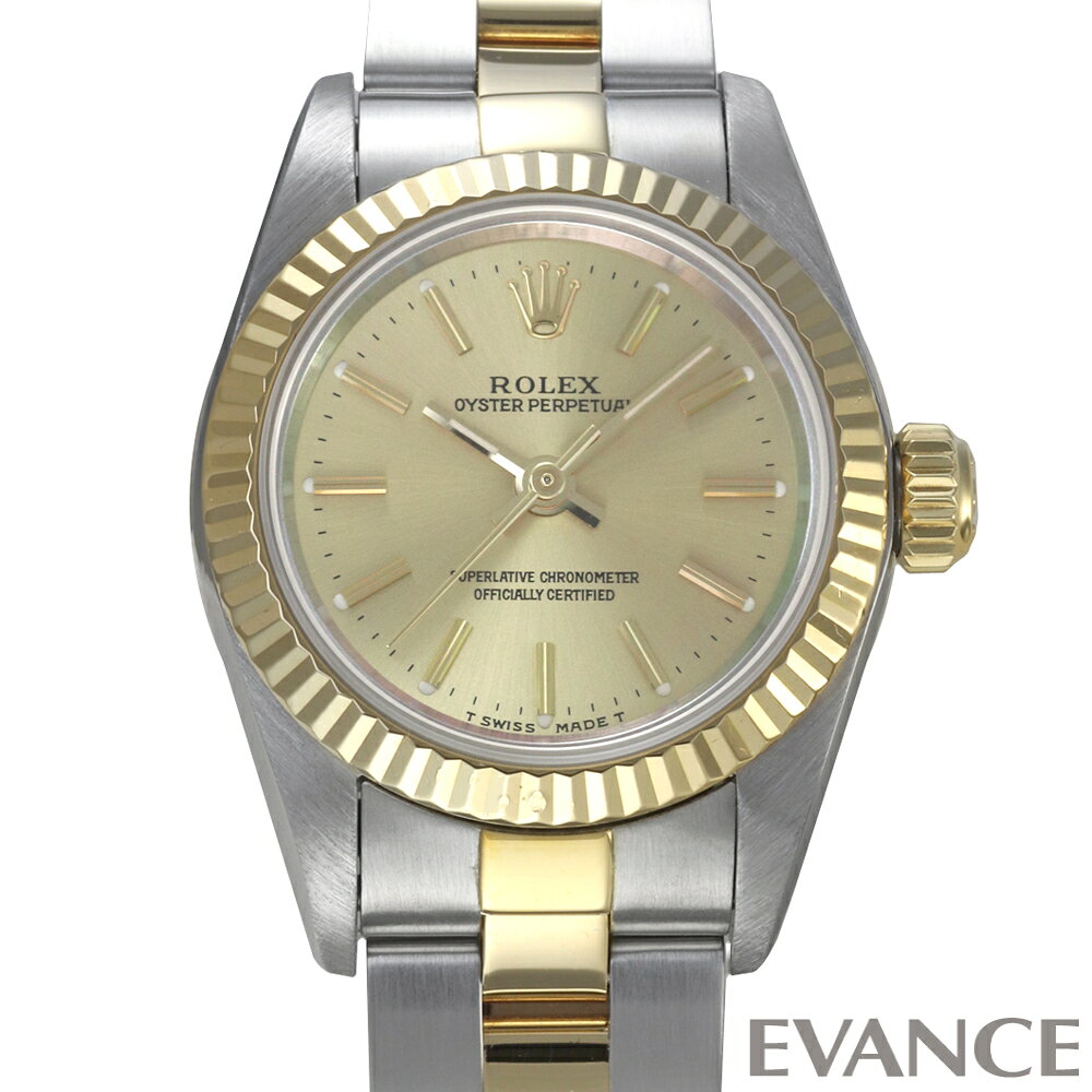 【中古】 ロレックス オイスター パーペチュアル 67193 シャンパン W番 レディース 【腕時計】【ROLEX】