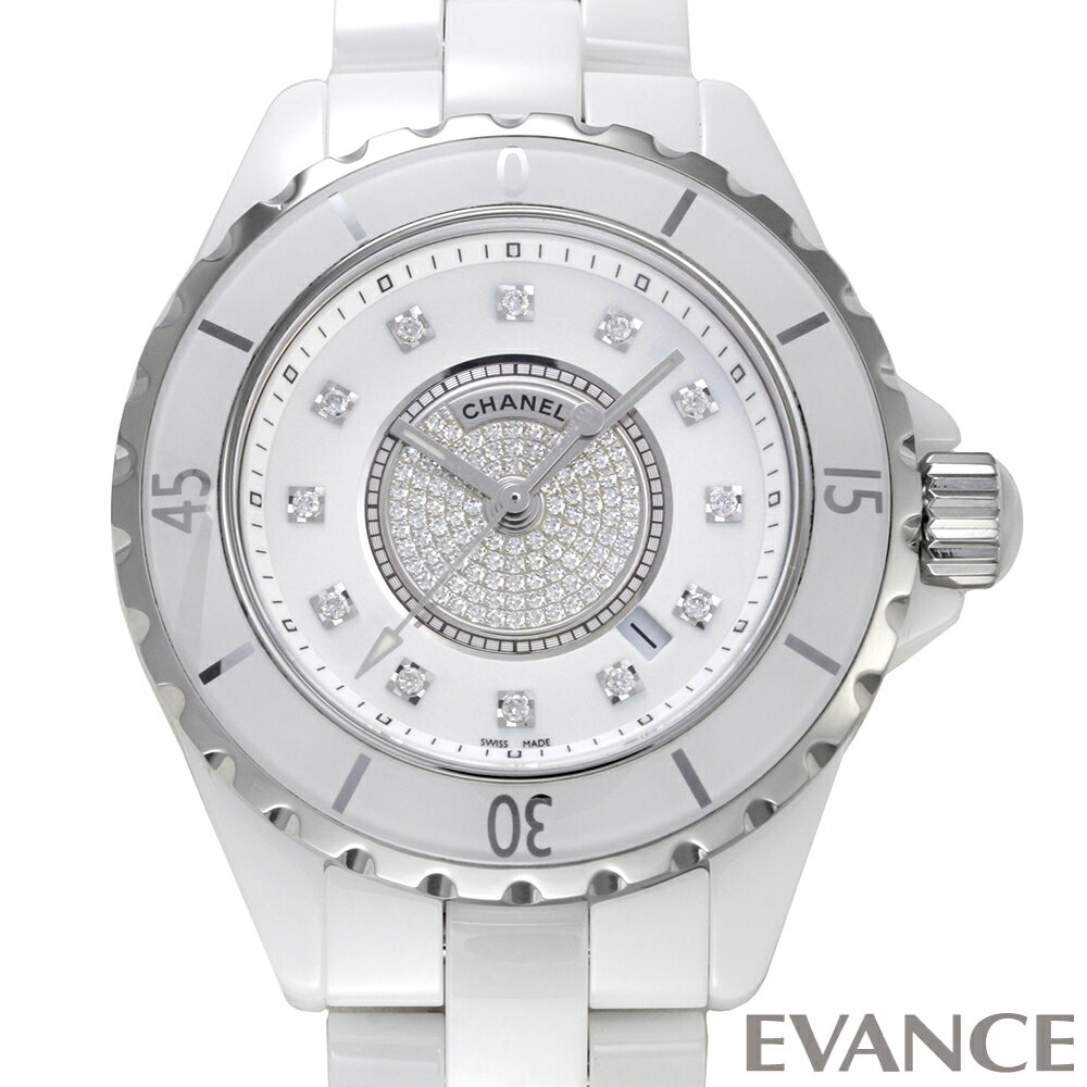 【中古】 シャネル J12 33mm H2123 ホワイト／ダイヤモンド レディース 【腕時計】【C ...
