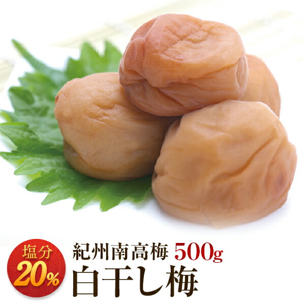 梅干し お取り寄せグルメ 送料無料 白干し梅 塩分20％ 500g 梅干 うめぼし 紀州南高梅 送料込み 産地直送 和歌山県産 無添加 塩だけしか使っていない完全無添加の梅干し お取り寄せグルメ 酸っぱくて辛い梅本来の味 北海道・沖縄は送料700円