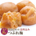 梅干し 訳あり 送料無料 規格外品 つぶれ梅セット 塩分8％ 3.2kg（400g×8） 梅干 うめぼし 紀州南高梅 送料込み 産地直送 和歌山県産 はちみつ 蜂蜜 しそ 紫蘇 傷あり 北海道・沖縄は送料700円 キャッシュレス還元