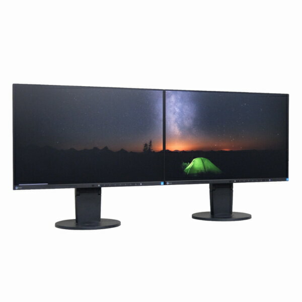 中古 パソコン モニター EIZO FlexScan EV2455-BK 2台セット 3500〜6000時間 24.1インチ デュアルモニター フレームレス 高性能 液晶 ディスプレイ プロ仕様 IPS WUXGA 1920x1200