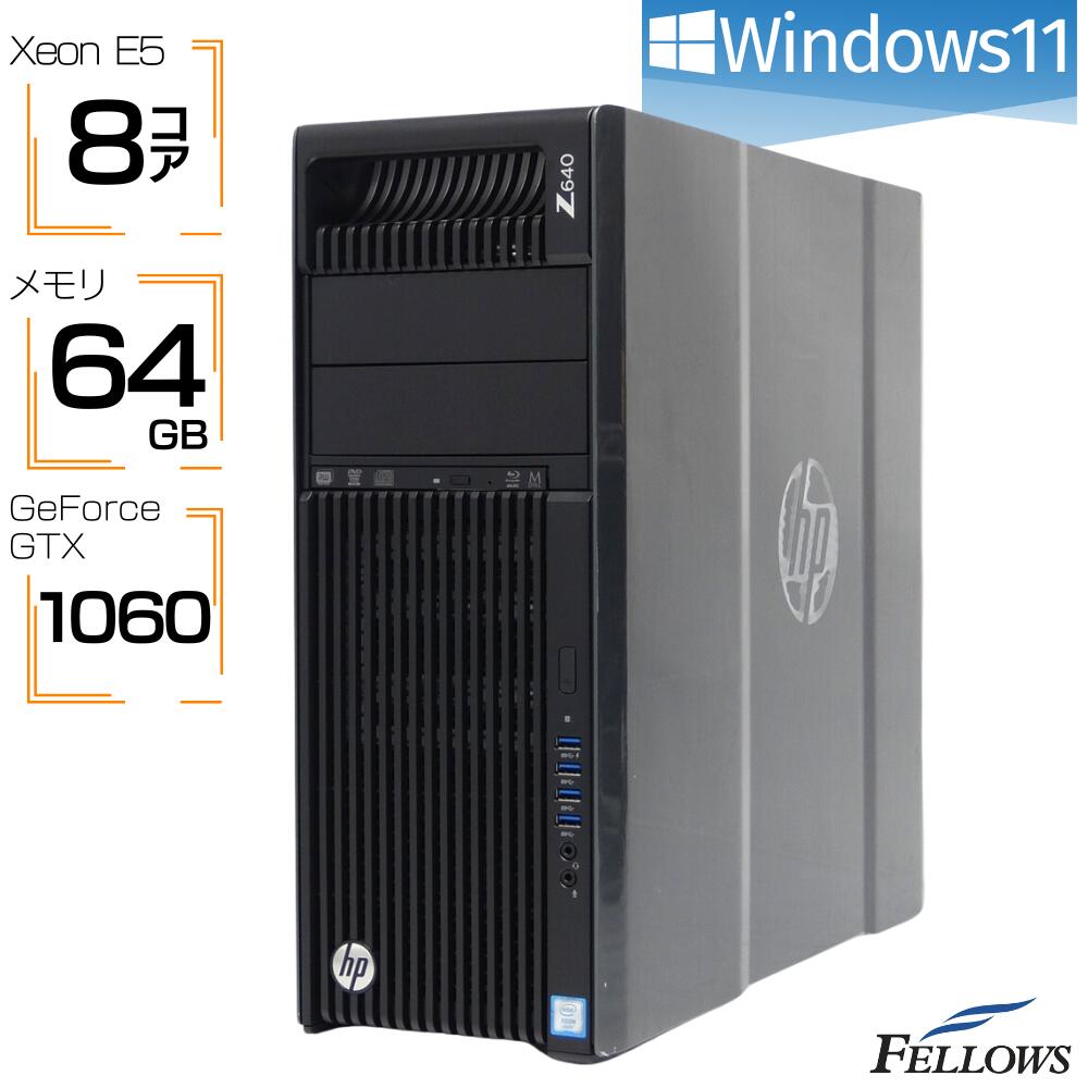 パソコン Win11 中古 メモリ 64GB GeForce GTX 1060 訳あり Xeon 2CPU 合計16コア HP Z640 Xeon E5-2620v4 2基 SSD 1TB HDD 1TB ワークステーション 中古PCのサムネイル