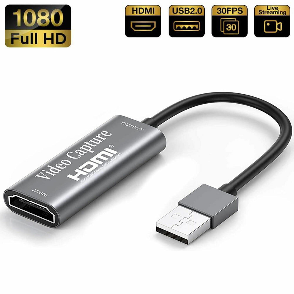 HDMI キャプチャーボード USB2.0 1080P 30Hz HDMI ゲームキャプチャー ビデオキャプチャカード ゲーム実況生配信 画面共有 録画 ライブ会議に適用 小型軽量 DSLR ビデオカメラ ミラーレス PS4 Nintendo Switch、Xbox One、OBS Studio対応 電源不要