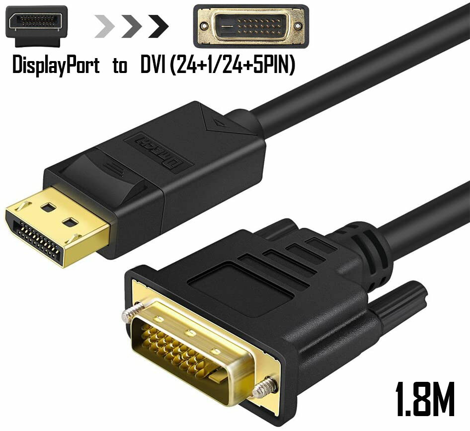 ＼5/23～5/27限定ポイント5倍 ／DisplayPort DVI 変換 ケーブル 1.8m ディスプレイポート DVI 変換 DP to DVI 24+1/24+5 オス オス 1080P 60Hz フルHD 金メッキ端子