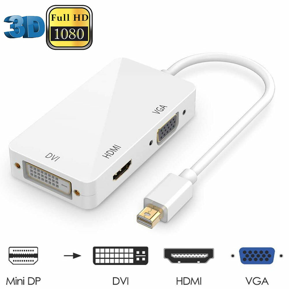 Mini Displayport to HDMI DVI VGA 3in1変換アダプター Thunderbolt to HDMI Surface pro 対応 MiNi DP ビデオアダプタ Mac Book Air/Mac Book Pro/iMac/Mac mini/Surface pro 1 2 3対応 ホワイト