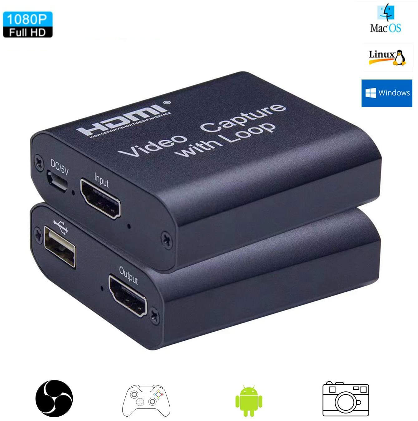 HDMI キャプチャーボード USB2.0 1080P HDMI ゲームキャプチャー ビデオキャプチャカード 録画 配信用 画面共有 撮像…