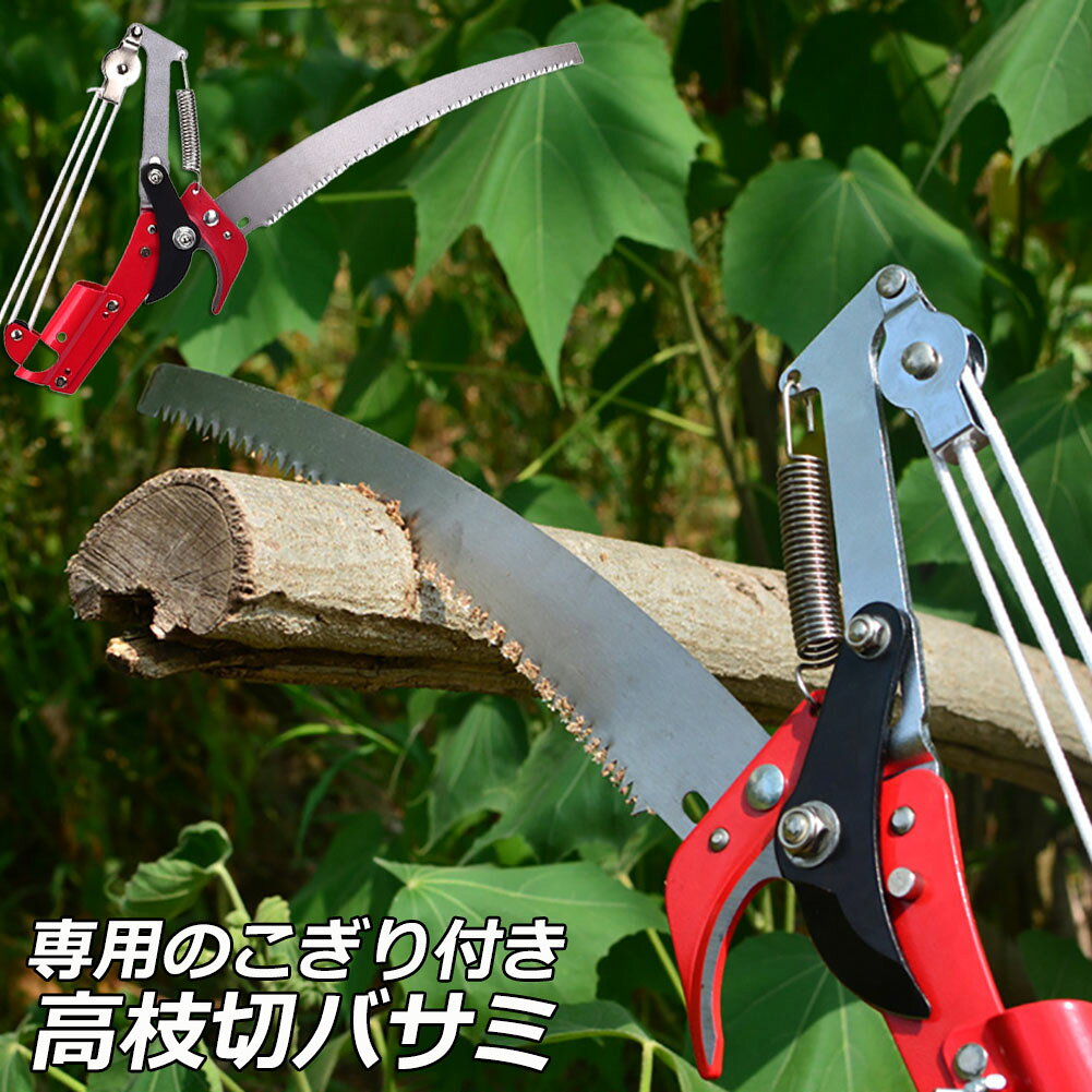 Rakuten - 高枝切りバサミ ロープ式 高枝切りのこぎり 高枝ノコギリ 高枝切りバサミ 高枝切鋏 軽量 はさみ ガーデニング用品 剪定 果実 採取 枝切 ハサミ 園芸 ガーデニング用品