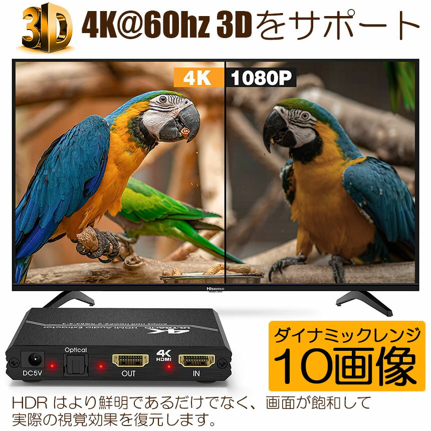 HDMI2.0 ����ʬΥ�� 4K HDMI �����ǥ��� ʬΥ�� ���ǥ����� HDMI 4K@60HZ HDCP 2.2 HDR 3D YUV 4:4:4 ʬΥ�ﵡ ���ʥ��� ʬΥ�� HDMI 2.0B HDMI���� HDMI SPDIF 3.5mm RCA R/L ���ƥ쥪 ���� PS5 PS4 Pro Slim �֥롼�쥤 �б�