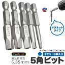 5ピース 6.35mm 五角軸 ドライバービット 5サイズセット 磁気 五角形 電動ドライバー ビットセット 精密ドリルビット 電気工具 ビットセット 電動ドライバー インパクトドライバー ドライバー