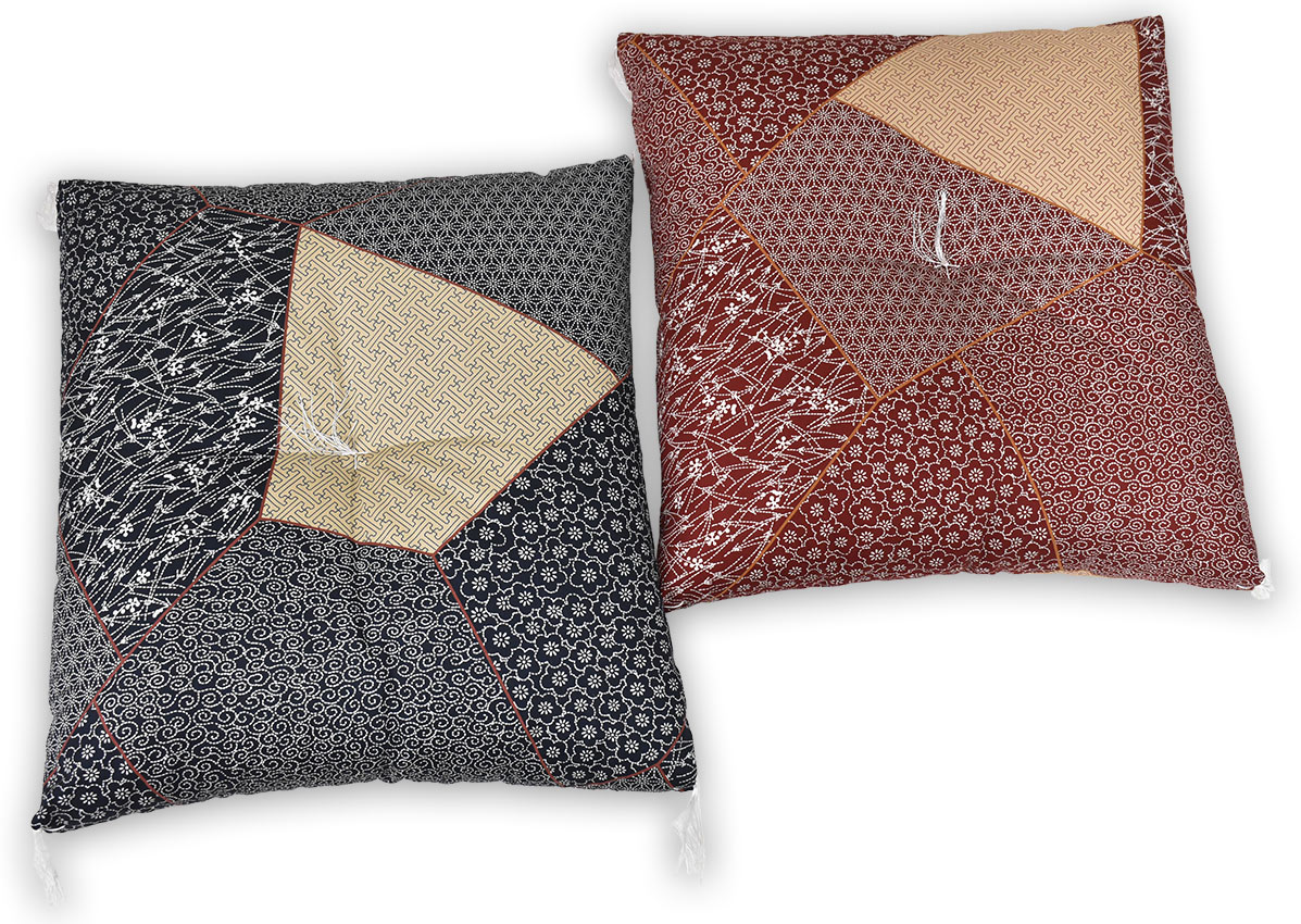 Rakuten - プリント和座布団　55×59cm 銘仙判　パッチワーク柄