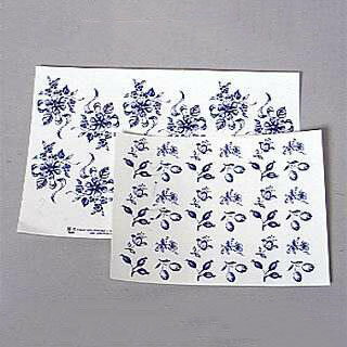 陶芸 上絵/デザイン転写紙セット (有鉛) 花 青柄 約17ピース 陶芸 上絵/デザイン転写紙セット (有鉛) 花 青柄 約17ピース