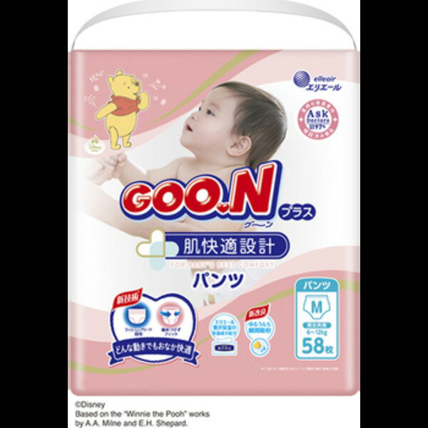 ワケあり！送料無料【Disneyパッケージ・汚れ】グーンプラス快適肌設計パンツMサイズ（58枚）