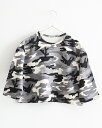 キッズ 長袖 ロング Tシャツ カモフラ グレー メール便可 ■可愛い おしゃれ トップス 綿混 ストレッチ 韓国 子供服 女の子 男の子 可愛い おしゃれ 春...