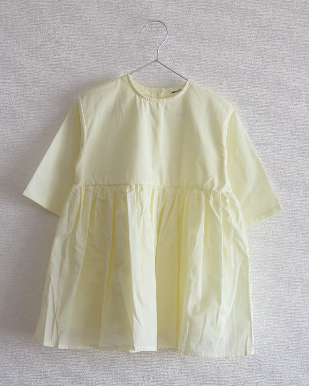 【韓国子供服】キッズ コットン ワンピース 9分袖 クリームイエロー メール便可 ■ 2歳 3歳 4歳 5歳 6歳 7歳 8歳 9歳 10歳 11歳 12歳 2才 3才 4才 5才 6才 7才 8才 9才 10才 11才 12才