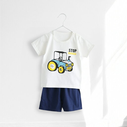 【韓国子供服】キッズ 上下セット ショート Tシャツ+ パンツ トラクター 車 ネイビー コットン 綿100% 部屋着 着替え 春夏 通園 女の子 男の子 メール便可 【韓国子供服】キッズ 上下セット ショート Tシャツ+ パンツ トラクター 車 ネイビー コットン 綿100% 部屋着 着替え 春夏 通園 女の子 男の子 メール便可