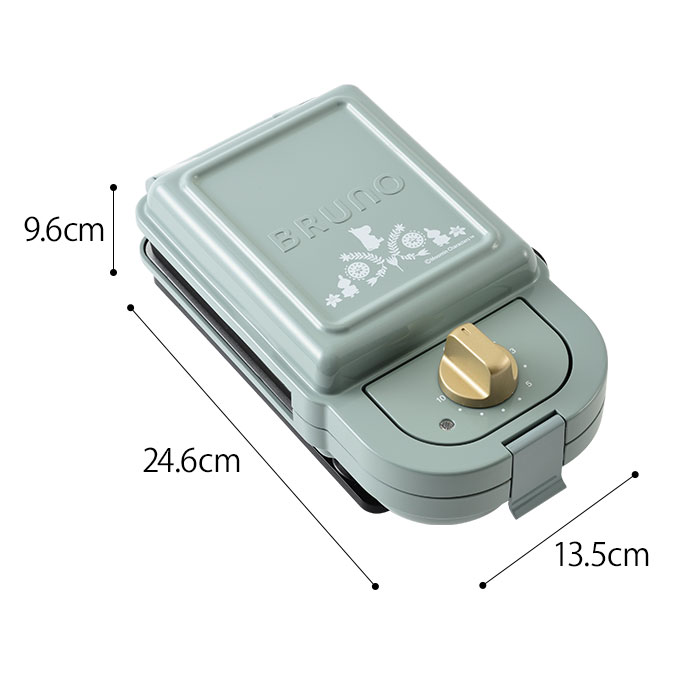 BRUNO ムーミン ホットサンドメーカー シングル 【4つから選べる特典】 BOE050-BGR ブルーグリーン 【ポイント10倍】 耳まで焼ける おしゃれ かわいい ギフト プレゼント リトルミイ ホットサンドメーカー 食パン グリル野菜 カフェ 両面焼き バレンタイン格安通販　バレンタイン　人気　ランキング