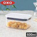 oxo ポップコンテナ 保存容器 プラスチック 密閉 クリア 食品保存 蓋付 キッチン ストック 調味料入れ 調味料 乾物ストッカー 密閉容器 オクソー ポップコンテナ レクタングル ミニ 0.6L 600ml スタッキング ワンプッシュ開閉