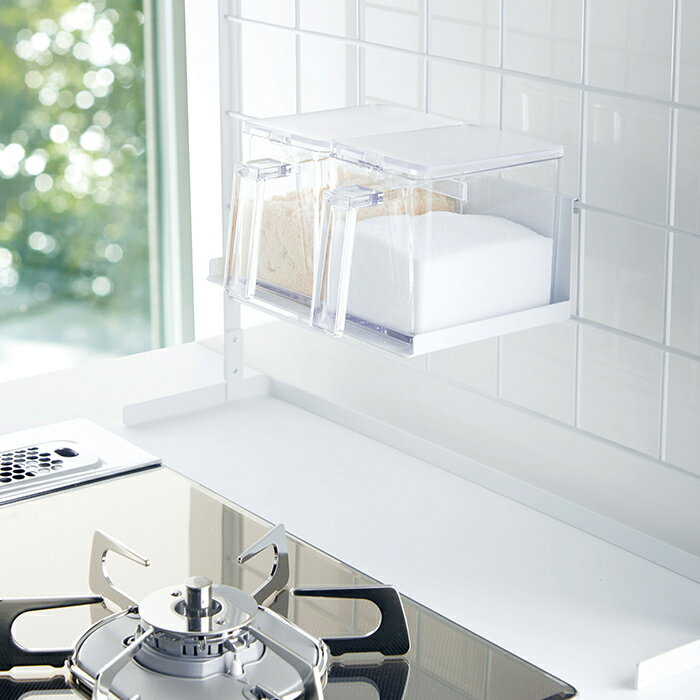 自立式メッシュパネル用 調味料ストッカーラック タワー 調味料ラック 調味料ストッカー メッシュパネル tower ワイヤーネット 棚 自立式 調味料 スパイス おしゃれ キッチン収納 キッチンラック 省スペース 山崎実業 スリム シンプル スチール ホワイト ブラック 白 黒