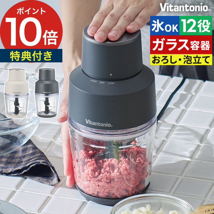 フードプロセッサー ガラス 【特典＆レシピ付き】 洗いやすい ブレンダー ミキサー 小型 氷も砕ける 大根おろし 離乳食 おすすめ みじん切り 泡だて器 スムージー [ Vitantonio ビタントニオ フードプロセッサー VCR-50 ]