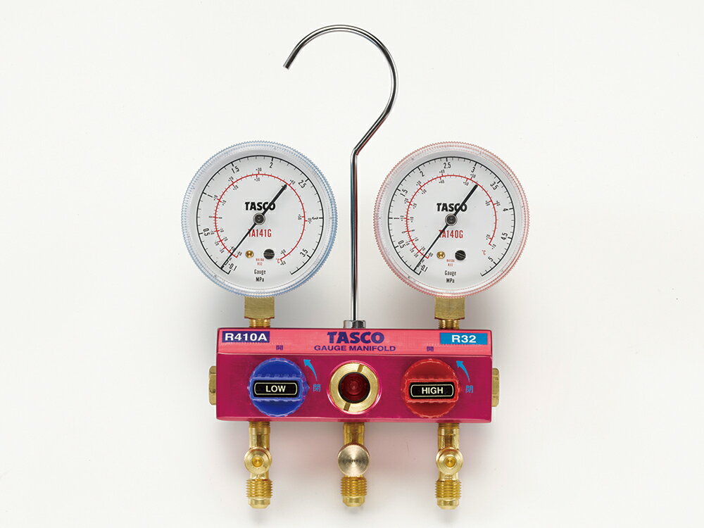 イチネンTASCO TA122GH ボールバルブ式 ゲージマニホールド R410A R32用