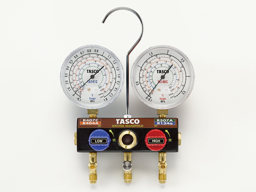 イチネンTASCO TA124KVH-2 ボールバルブ式 ゲージマニホールド R404A R407C R507A R134a用