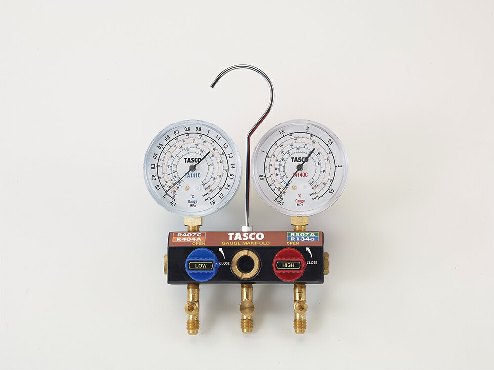 イチネンTASCO TA124WH-1 ボールバルブ式 ゲージマニホールド R404A R407C R507A R134a用