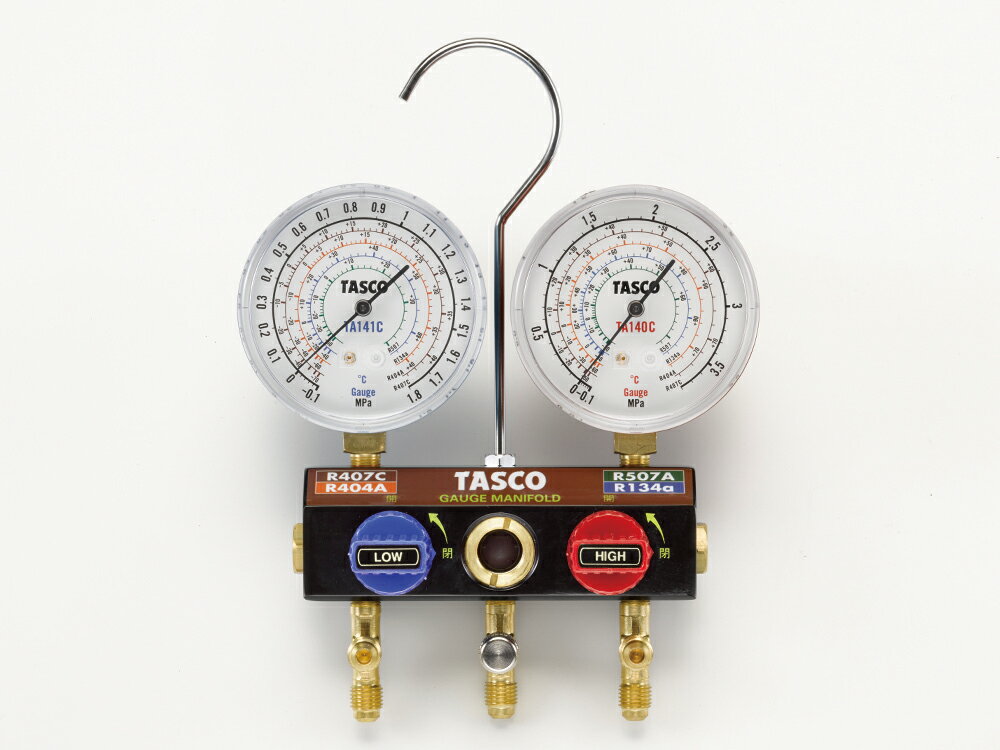 イチネンTASCO TA124WH-2 ボールバルブ式 マニホールドキット R404A R407C R507A R134a用