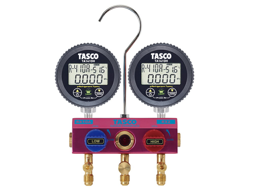 イチネンTASCO TA122DH-1 R32/R410A用デジタルゲージマニホールドキット 92cm