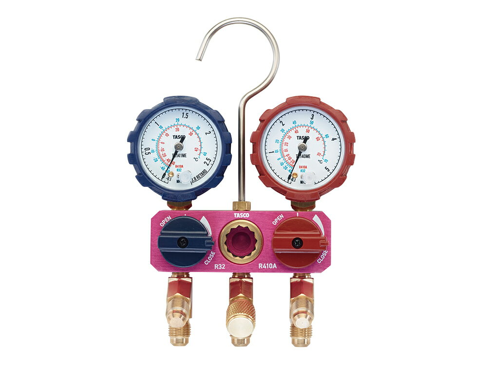 イチネンTASCO TA122MEV-1 ミニボールバルブ式マニホールドキット 92cmバルブ付