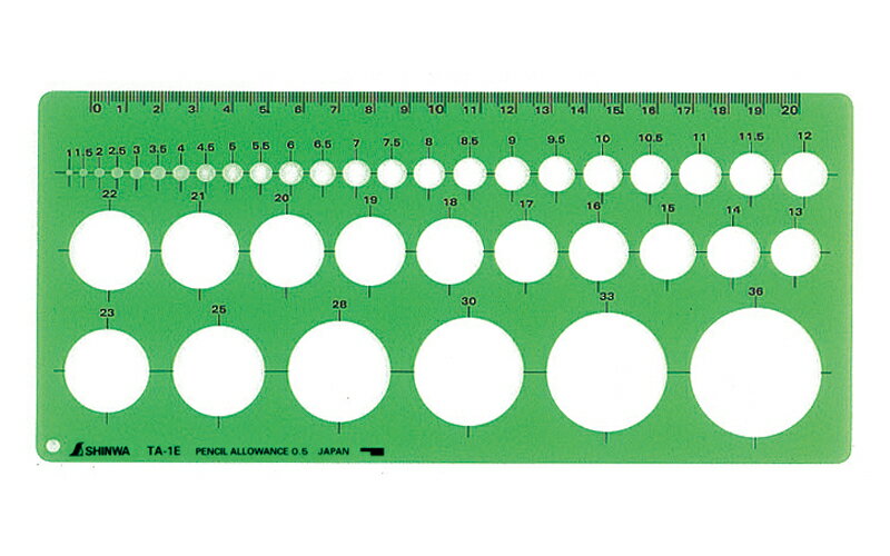 シンワ 66002 テンプレート TA-1E 円定規 エッジ付(中)