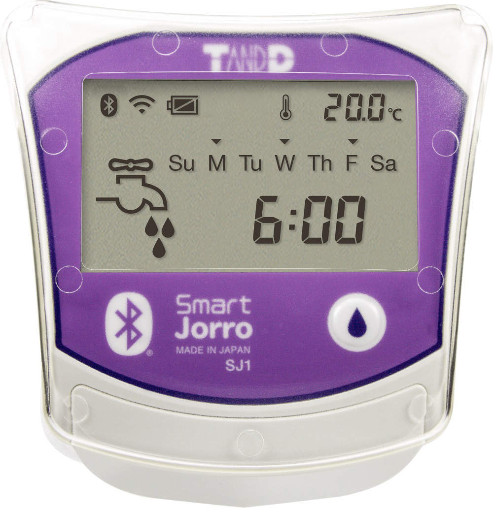 【画像はイメージです】【納期について】ご注文後1〜4営業日となります。在庫管理には細心の注意を払っておりますが、複数のショッピングサイトを運営しております都合上、同時注文があった場合などにより、在庫切れとなる場合がございます。ご注文確定点では、商品の確保までお約束するものではございません。 スマジョロ 自動散水タイマー SJ1の特長 水道の蛇口に接続して、家庭菜園/花壇の規模でのご利用に適しています Bluetooth/無線LAN機能を搭載した自動散水タイマーです スマートフォン/タブレット専用のアプリからタイマー設定・確認ができます 豊富な散水パターンで、きめ細やかな散水を実現できます 温度条件により散水On/Offを制御することも可能です 水流量…1〜17L/分 適用水圧…0.1〜0.7MPa(1~7kgf/cm2) 通信…Bluetooth: 4.1、無線LAN: IEEE 802.11b/g/n (2.4GHzのみ) 液晶表示…散水状態、電池状態、通信状態、散水の残り時間、次回の散水予定時刻、気温 タイマー設定…設定可能数: 最大20件まで、設定内容: 曜日、開始時刻、散水時間、散水間隔、気温条件 電源…単3アルカリ電池 ×2 サイズ/質量…H:98 × W:96 × D:90 (mm) / 約255g（電池含まず） 防水性…防雨形 IP33 電池寿命…約8ヶ月（バルブ開閉1日4回、無線LAN通信間隔2時間、無線LAN通信機能Onの条件において） 付属品…給水ホース,留め具とネジ×4,単3アルカリ電池×2,取扱説明書(保証書付)一式 メーカー：T&D(ティ・アンド・ディ)【画像はイメージです】【納期について】ご注文後1〜4営業日となります。在庫管理には細心の注意を払っておりますが、複数のショッピングサイトを運営しております都合上、同時注文があった場合などにより、在庫切れとなる場合がございます。ご注文確定点では、商品の確保までお約束するものではございません。 スマジョロ 自動散水タイマー SJ1の特長 水道の蛇口に接続して、家庭菜園/花壇の規模でのご利用に適しています Bluetooth/無線LAN機能を搭載した自動散水タイマーです スマートフォン/タブレット専用のアプリからタイマー設定・確認ができます 豊富な散水パターンで、きめ細やかな散水を実現できます 温度条件により散水On/Offを制御することも可能です 水流量…1〜17L/分 適用水圧…0.1〜0.7MPa(1~7kgf/cm2) 通信…Bluetooth: 4.1、無線LAN: IEEE 802.11b/g/n (2.4GHzのみ) 液晶表示…散水状態、電池状態、通信状態、散水の残り時間、次回の散水予定時刻、気温 タイマー設定…設定可能数: 最大20件まで、設定内容: 曜日、開始時刻、散水時間、散水間隔、気温条件 電源…単3アルカリ電池 ×2 サイズ/質量…H:98 × W:96 × D:90 (mm) / 約255g（電池含まず） 防水性…防雨形 IP33 電池寿命…約8ヶ月（バルブ開閉1日4回、無線LAN通信間隔2時間、無線LAN通信機能Onの条件において） 付属品…給水ホース,留め具とネジ×4,単3アルカリ電池×2,取扱説明書(保証書付)一式 メーカー：T&D(ティ・アンド・ディ)