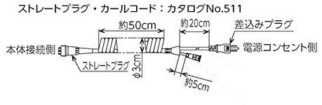 東日製作所 511 ストレートプラグ・カールコード DAC型半自動電動エアトルク用